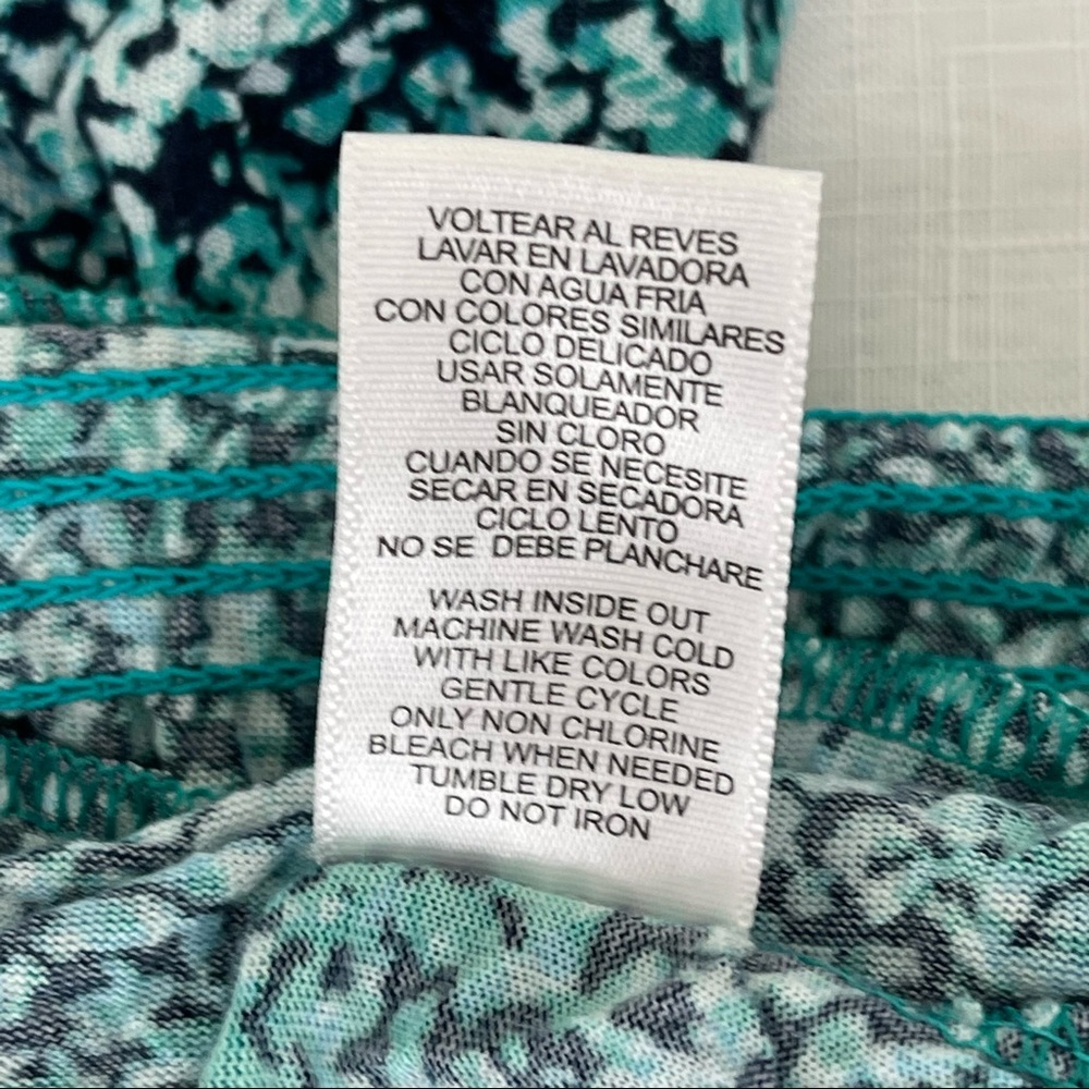 DAISY FUENTES top keyhole front blouse sleeveless blue green speckled top M - Picture 7 of 9